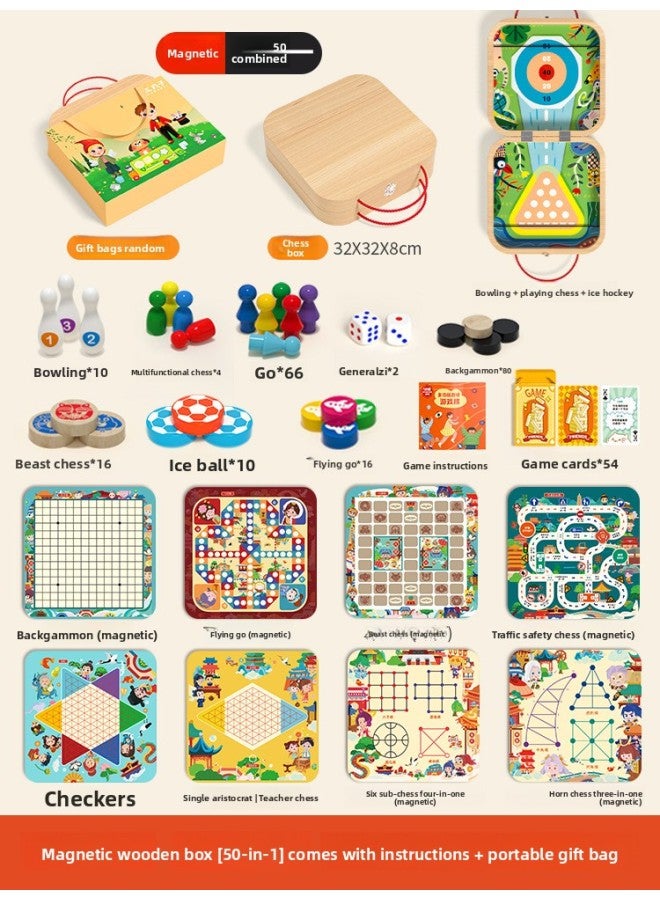 Wooden Flying Chess Multifunctional Chessboard Set All-In-One Chess Toy Backgammon Game Birthday Gift Free Shipping